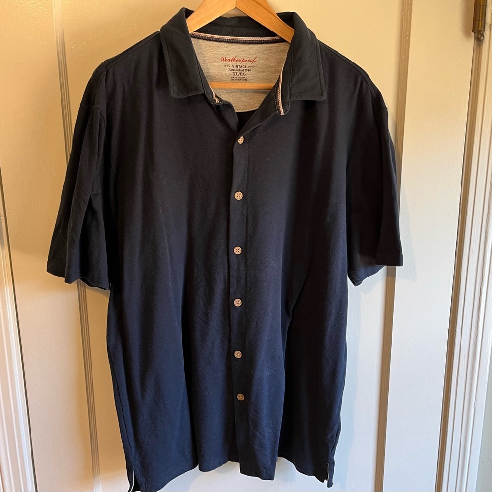 Weatherproof Vintage Men’s Navy Short Sleeve Button Up Shirt, XL